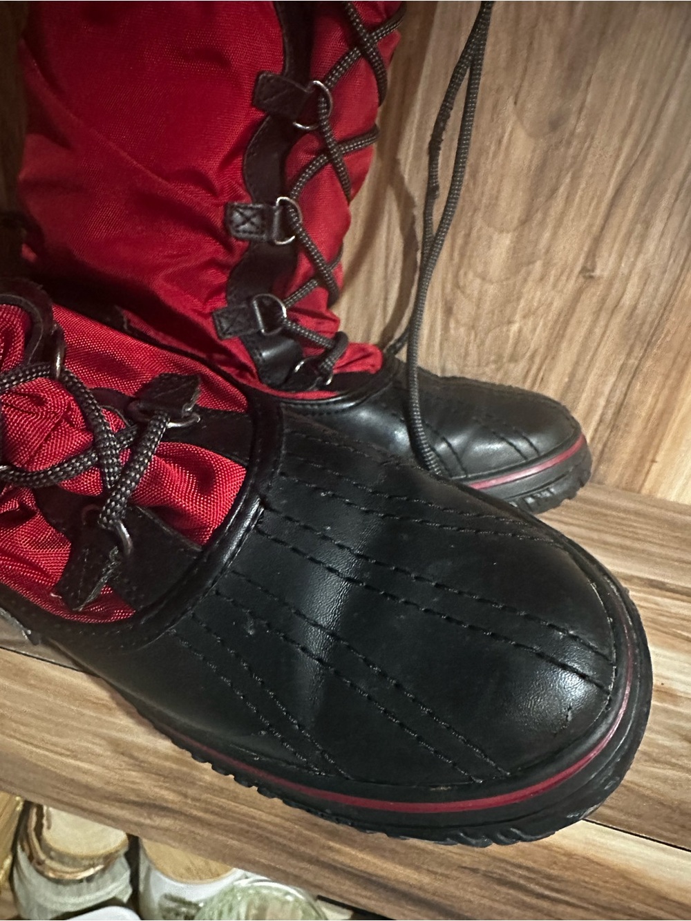 Pajar Red and Black Insulated Lace-Up Snow Boots - Picture 3 of 7